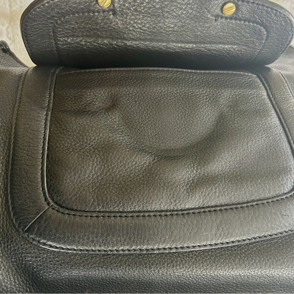 Tory Burch Amanda Black Pebbled Leather Convertible Hobo Satchel Gold Logo - Picture 16 of 16